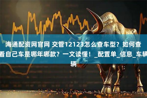 海通配资网官网 交管12123怎么查车型？如何查看自己车是哪年哪款？一文读懂！_配置单_信息_车辆