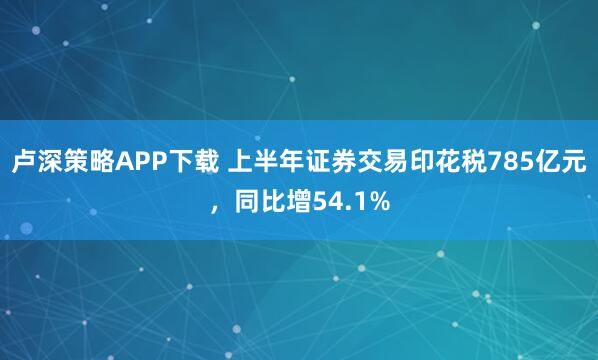 卢深策略APP下载 上半年证券交易印花税785亿元，同比增54.1%
