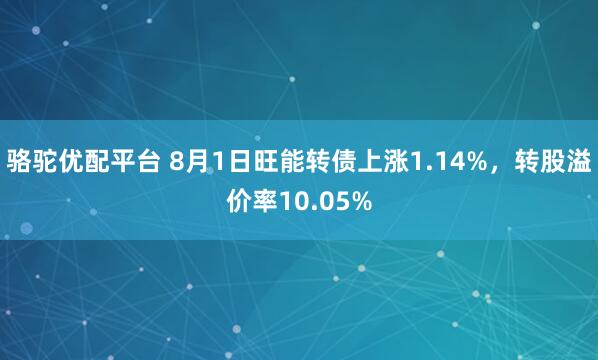 骆驼优配平台 8月1日旺能转债上涨1.14%，转股溢价率10.05%